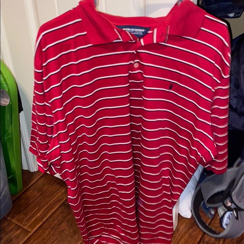 Red men’s polo golf collared shirt!